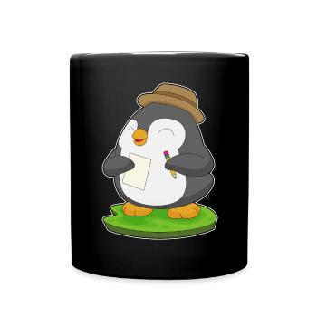 Pinguin Schüler Bleistift Schule - Tasse einfarbig - Schwarz - Vorne
