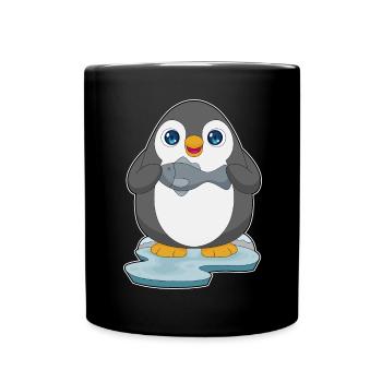 Pinguin Fisch - Tasse einfarbig - Schwarz - Vorne