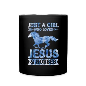 Jesus and Horses Riding Riding - Full Colour Mug - black - Front