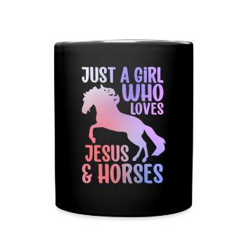 Jesus and Horses Riding Riding - Full Colour Mug - black - Front