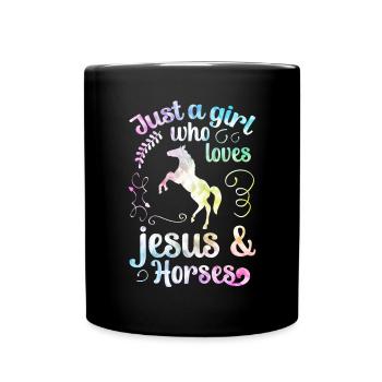 Jesus and Horses Riding Riding - Full Colour Mug - black - Front