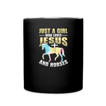 Jesus and Horses Riding Riding - Full Colour Mug - black - Front