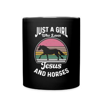Jesus and Horses Riding Riding - Full Colour Mug - black - Front