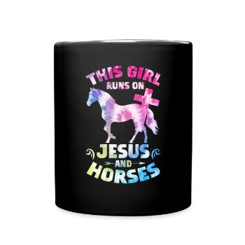 Jesus and Horses Riding Riding - Full Colour Mug - black - Front