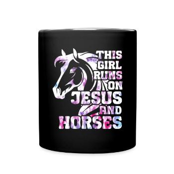 Jesus and Horses Riding Riding - Full Colour Mug - black - Front