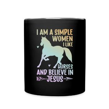 Jesus Und Pferde Reiten Reitreit - Tasse einfarbig - Schwarz - Vorne