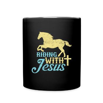 Jesus and Horses Riding Riding - Full Colour Mug - black - Front