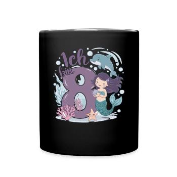 8th Birthday Girl 8 Years Mermaid Party - Full Colour Mug - black - Front