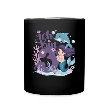3ème anniversaire fille 3 ans sirène fête - Mug uni - noir - Devant
