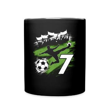 7. Geburtstag 7 Jahre Fußball Fußballspieler - Tasse einfarbig - Schwarz - Vorne