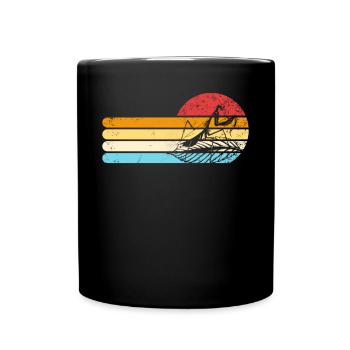 Gottesanbeterin Retro Sonnenuntergang Entomologe M - Tasse einfarbig - Schwarz - Vorne