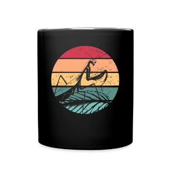 Gottesanbeterin Retro Sonnenuntergang Entomologe M - Tasse einfarbig - Schwarz - Vorne