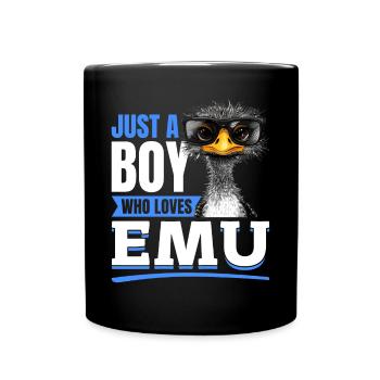 Funny Emu Animal Just A Boy Who Loves Emus - Full Colour Mug - black - Front