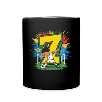 7th Birthday 7 Years Soccer Soccer Player - Full Colour Mug - black - Front
