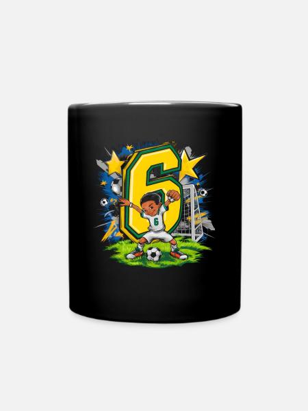 6. Geburtstag 6 Jahre Fußball Fußballspieler - Tasse einfarbig - Schwarz