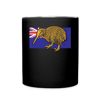 Kiwi Vogel Neuseeland Flagge - Tasse einfarbig - Schwarz - Vorne