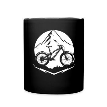 Mountain Bike Cyclist Sketch - Full Colour Mug - black - Front