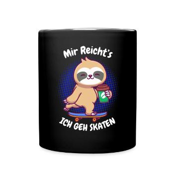 Kaffee Sloth Skateboard - Tasse einfarbig - Schwarz - Vorne