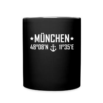 München Koordinaten Design - Tasse einfarbig - Schwarz - Vorne