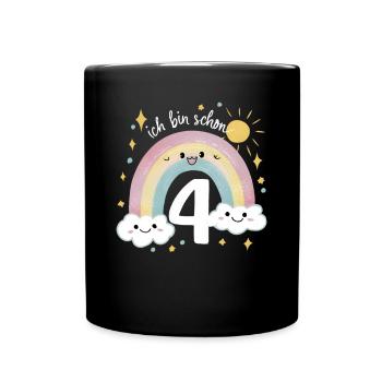 4th Birthday Shirt Rainbow Cloud - Full Colour Mug - black - Front