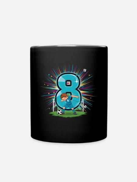 8. Geburtstag 8 Jahre Fußball Fußballspieler - Tasse einfarbig - Schwarz