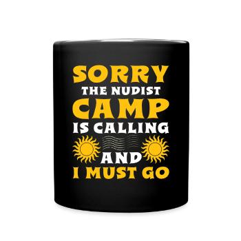 Nudismus Spruch - Tasse einfarbig - Schwarz - Vorne