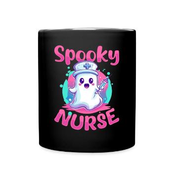 Funny Nurse Halloween Ghost Spooky Nurse - Full Colour Mug - black - Front