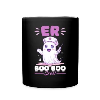 Funny Nurse Halloween Ghost ER Boo Boo Crew - Full Colour Mug - black - Front