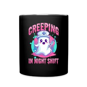 Nurse Halloween Ghost Creeping in Night Shift - Full Colour Mug - black - Front