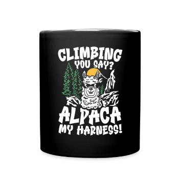 climbing you say alpaca my harness - Tasse einfarbig - Schwarz - Vorne