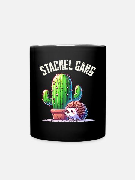 Stachel Gang Igel Kaktus - Tasse einfarbig - Schwarz