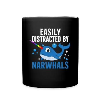 Narwhal Sea Süßer Narwhaler Liebhaber - Tasse einfarbig - Schwarz - Vorne