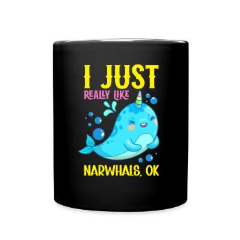 Narwhal Sea Süßer Narwhaler Liebhaber - Tasse einfarbig - Schwarz - Vorne