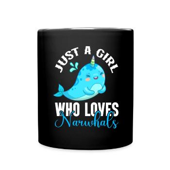 Narwhal Sea Süßer Narwhaler Liebhaber - Tasse einfarbig - Schwarz - Vorne