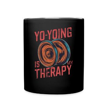Yo-Yoing Is My Therapy Vintage Style - Full Colour Mug - black - Front