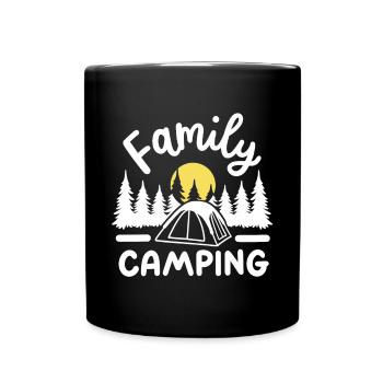 Familie Camping Camper - Tasse einfarbig - Schwarz - Vorne