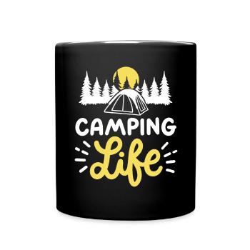 Camping Camper - Tasse einfarbig - Schwarz - Vorne