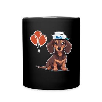 Dackel Matrose Geburtstag Geburtstagsgeschenk Hund - Tasse einfarbig - Schwarz - Vorne