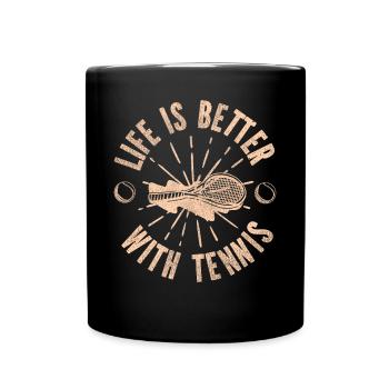 Drôle de joueur de tennis raquette la vie est - Mug uni - noir - Devant