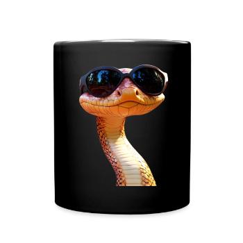 Schlange Python Kobra Mamba Klapperschlange Snake - Tasse einfarbig - Schwarz - Vorne