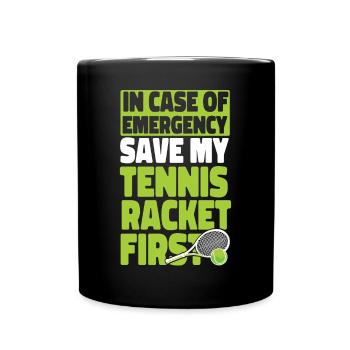 Funny Tennis Player Racket In Case - Full Colour Mug - black - Front