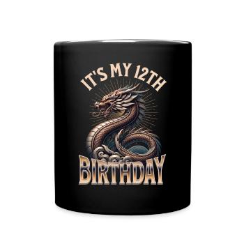 Dragon 12th Birthday Dragon - Full Colour Mug - black - Front