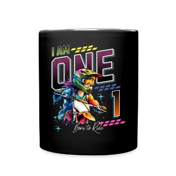 Filles de motocross 1er anniversaire - Mug uni - noir - Devant
