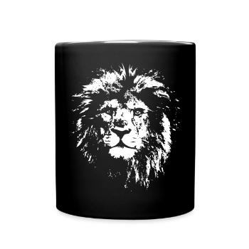 Löwe Portrait Natur Wildnis Raubtiere Symbol Logo - Tasse einfarbig - Schwarz - Vorne