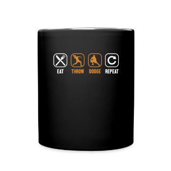 Essen, Werfen, Wiederholen, Prisonball, Teamspiel - Tasse einfarbig - Schwarz - Vorne