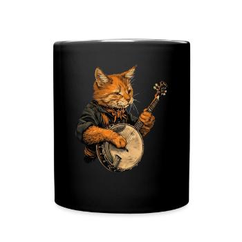 Abessinierkatze Bluegrass-Banjo-Spieler - Tasse einfarbig - Schwarz - Vorne