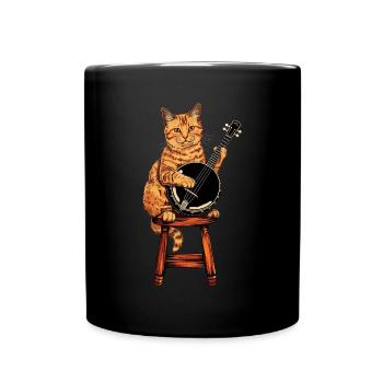 Abessinierkatze Bluegrass-Banjo-Spieler - Tasse einfarbig - Schwarz - Vorne