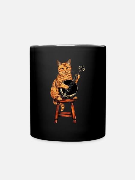 Chat abyssin Joueur de banjo bluegrass - Mug uni - noir