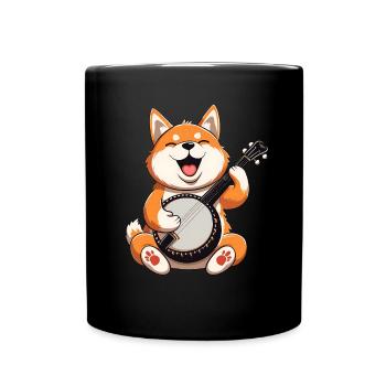 Akita Dog Joueur de banjo bluegrass - Mug uni - noir - Devant