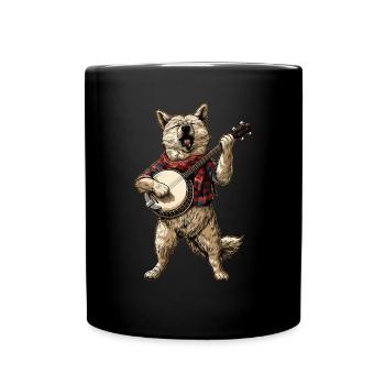 Akita Dog Joueur de banjo bluegrass - Mug uni - noir - Devant